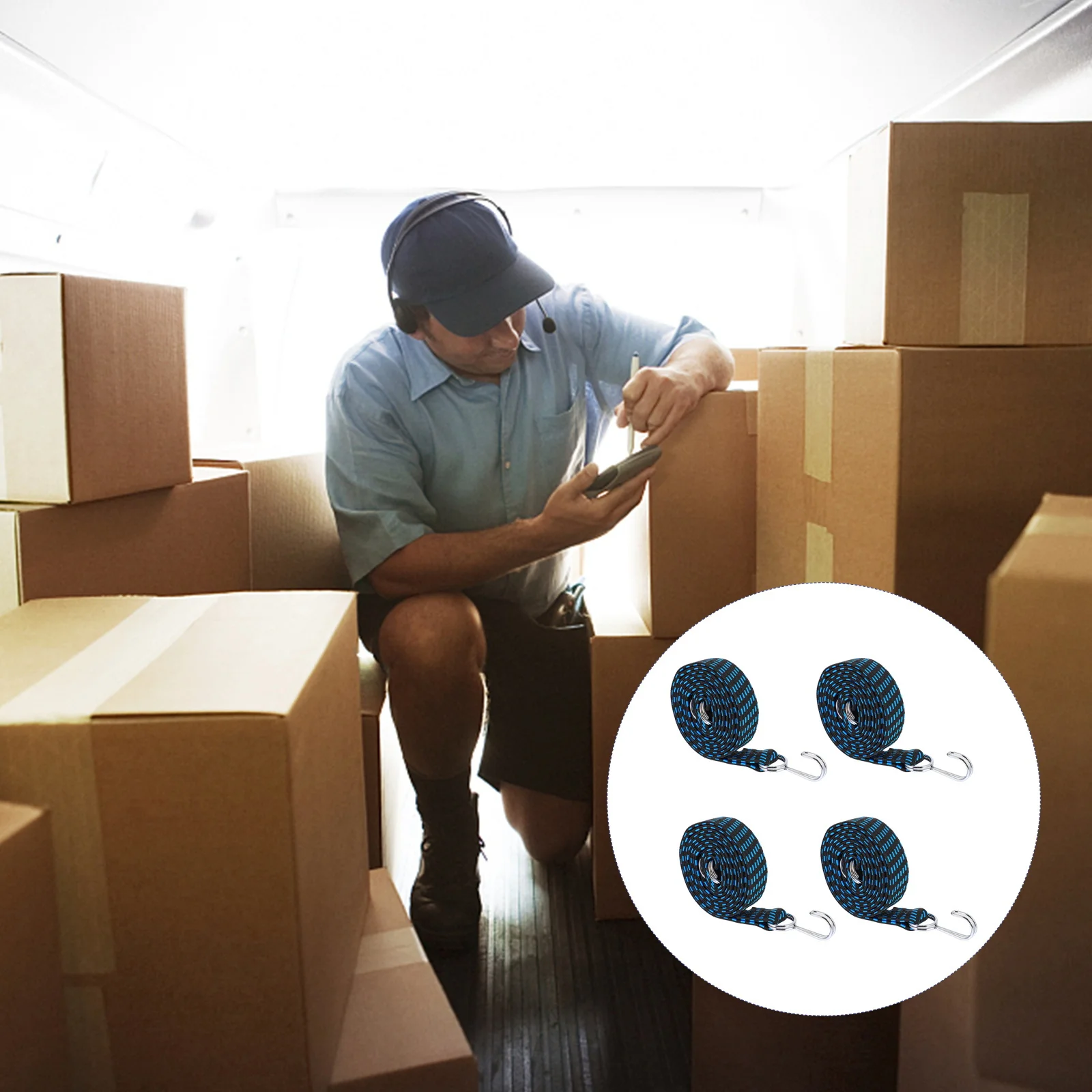 

4Pcs Elastic Bungee Cords with Hooks Strong Stretchy Binding Rope for Car Motorcycle Luggage Cargo Securing Adjustable Tie Down