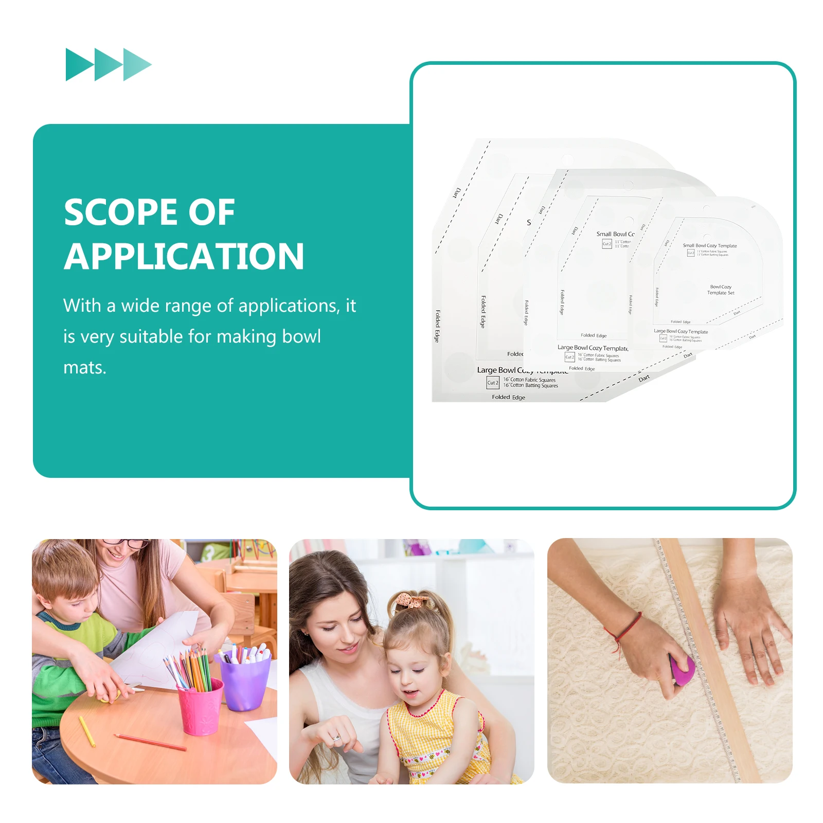 3Pcs Acrylic Quilting Ruler Sewing Template Bowl Cozy Pattern Reusable Craft Stencil for DIY Bowl Pad Making Sewing Template