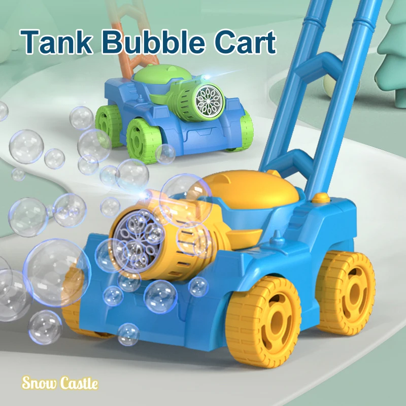 Hand Push Bubble Car Bubble Lawn Mower Outdoor Walker Push Toy Children Portable Bubble Machine Interactive Gifts for Kids Toys