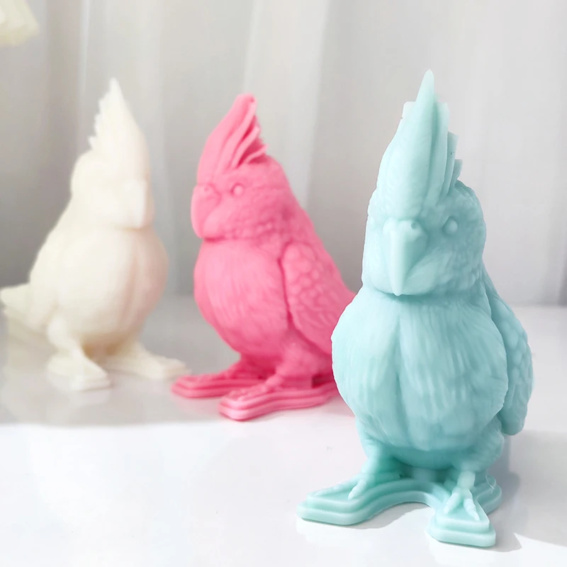 

Standing Parrot Mold Cute Bird Candle Parrot Animal Desktop Ornament Animal Gypsum Mold