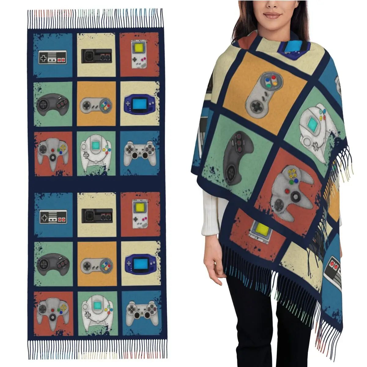 

Шарф Game Generations, шарфы с кисточками, женские мягкие теплые шали и накидки, большая осенне-зимняя шаль