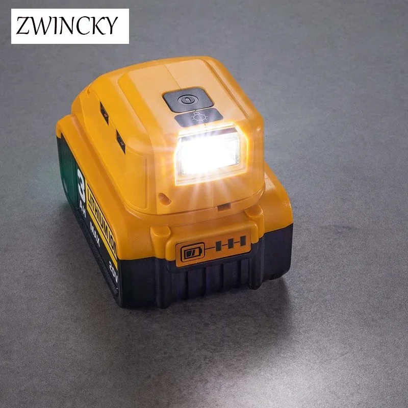 ZWINCKY Nova Substituição DCB090 Conversor Adequado para Dewalt 14.4V 18V Bateria de Lítio Power Tool Carregador Dual USB com Lâmpada 3W