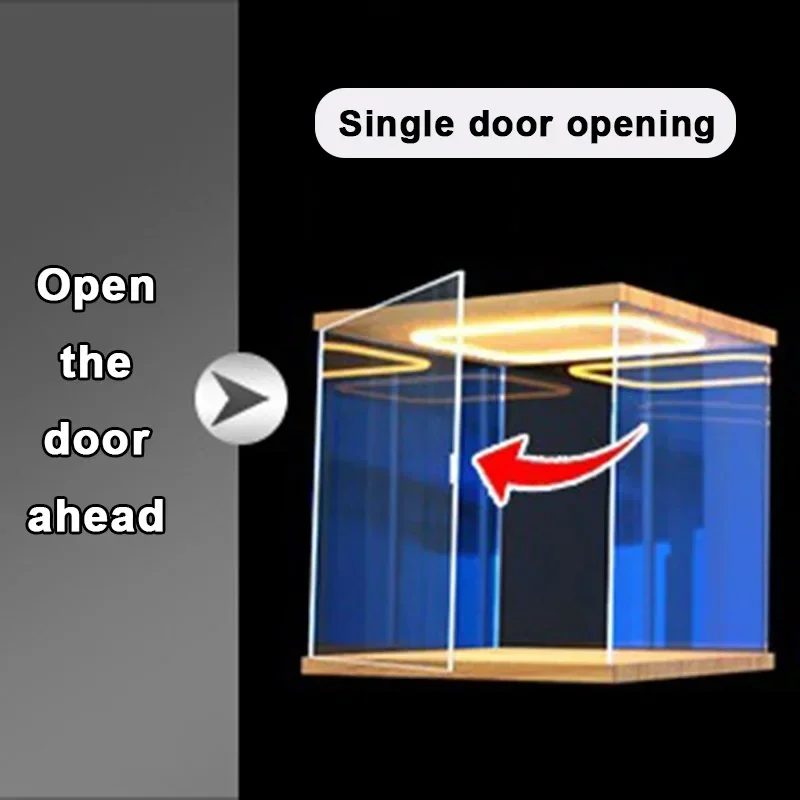 Wood and Acrylic Display Case  with Led Light&Door for Action Figure Dustproof Storage Box Use for Collection Car Model Showcase