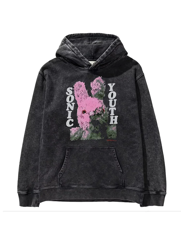 Sonic Youth Band American High Street Ro Waed Vintage Hoodie Sweatirt Loose Fit Digital Direct Spray Cotton Long Sve