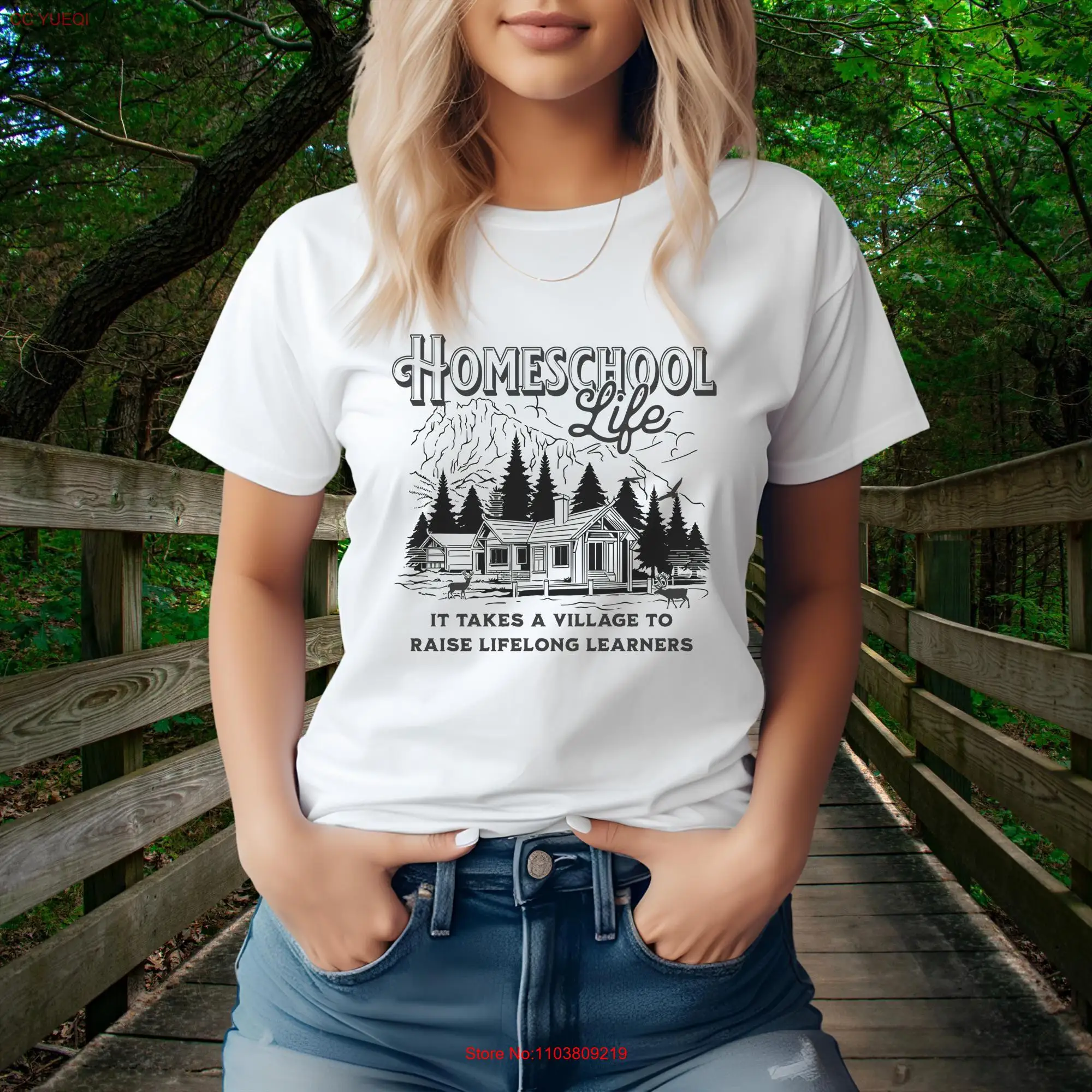 Homeschool Life T Shirt Parenting Education Inspirational Village Scene Homeschooling Idea long or short sleeves