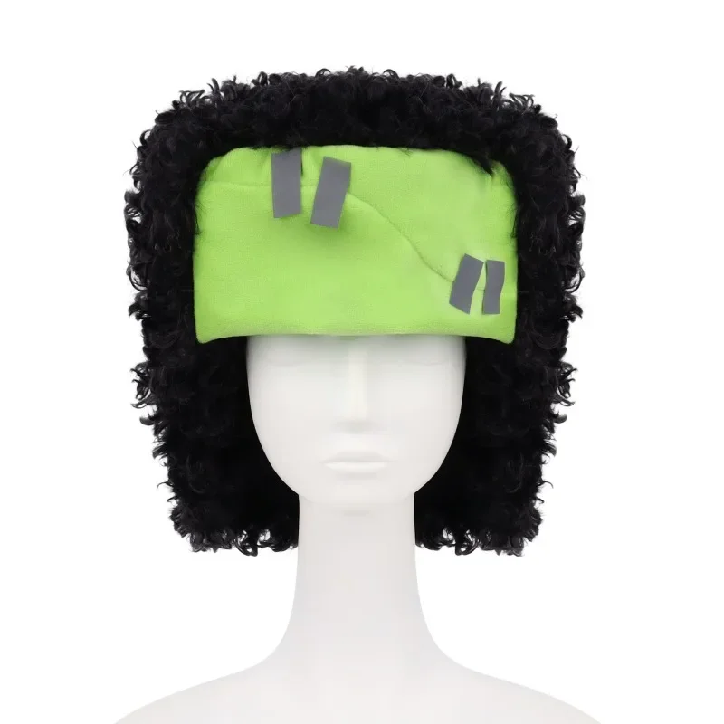Frankenstein Monster Cosplay Wig Headband with Green Stitched Forehead, Halloween Costume Accessory for Adults Party Cosplay