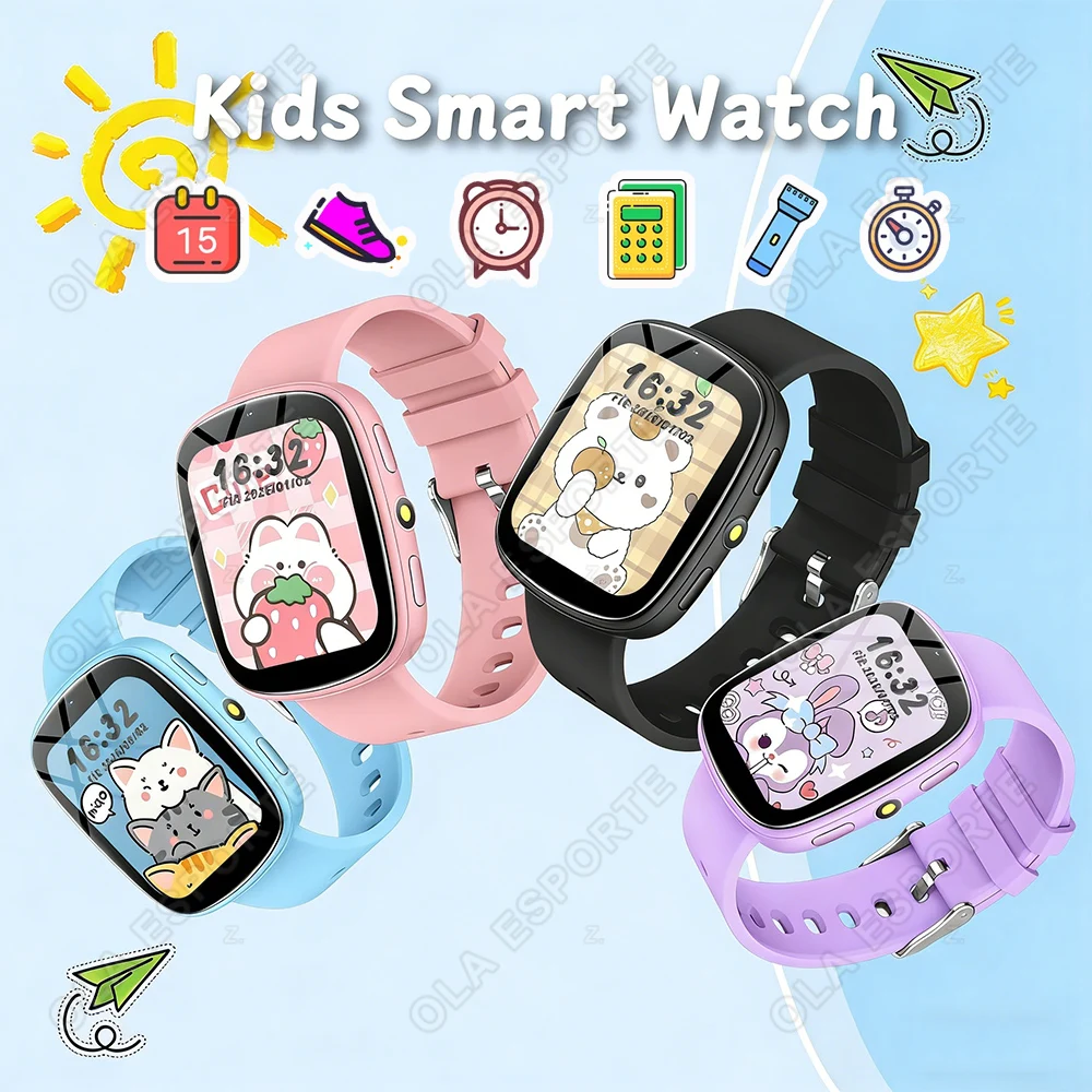 

Smart Watch Children Touch Screen Camera Control 260mAh Long Battery Flashlight 22 Games Learn Partners Boys Girls Gifts R30Max