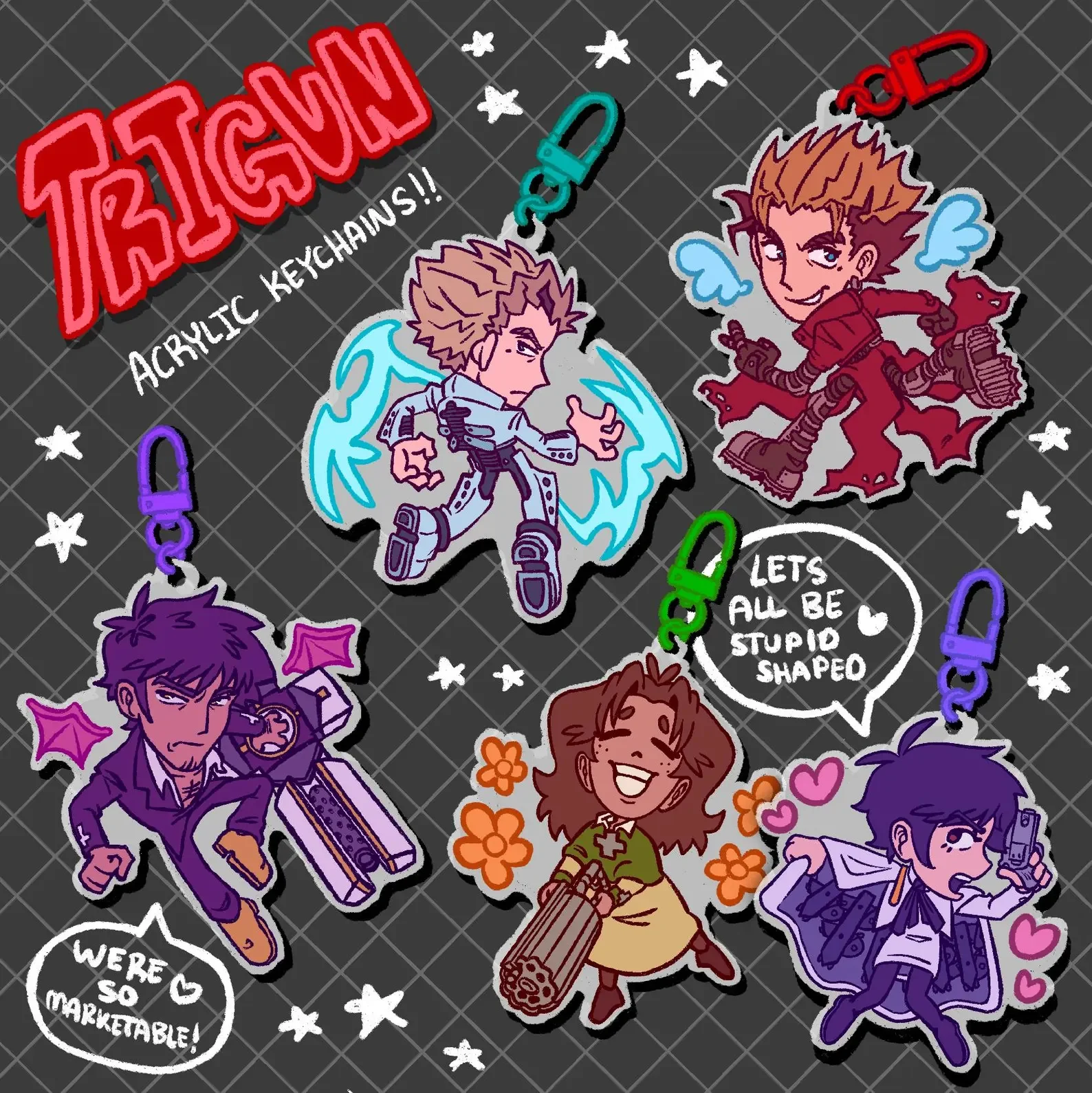 Llavero de acrílico TriGun MaXImum, diseño Vash The Stampede, WOLFwood, Meryl Stryfe, colgante para bolso, regalo coleccionable para fans del anime.