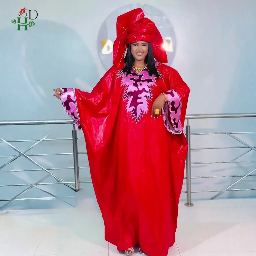 Новинка 2024 года, африканская одежда больших размеров для женщин, элегантные платья, вечерние свадебные платья с вышивкой, красная повседневная одежда, летнее мусульманское платье