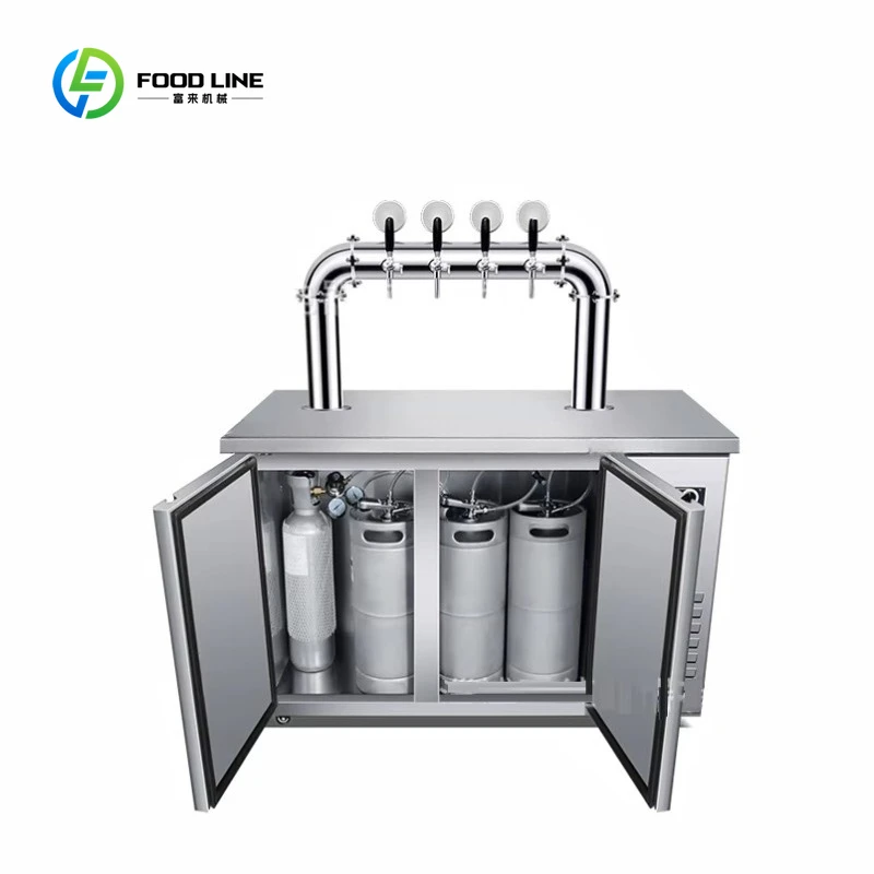 Customized Commercial 4 Taps Quick Tap System Draft Beer Dispenser Under Counter Kegerator With Built-in Beer Cooler