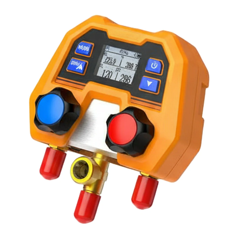Air Conditioner Repair Digital Pressure Gauge for Dual Valve Tool Supports Fluoride Measurement with Shock Resistant Design