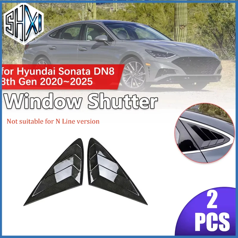 Car Shutter for Hyundai Sonata DN8 8th Gen 2020~2025 2021 2022 2023 Rear Side Window ABS Louvers Triangular Sticker Accessories