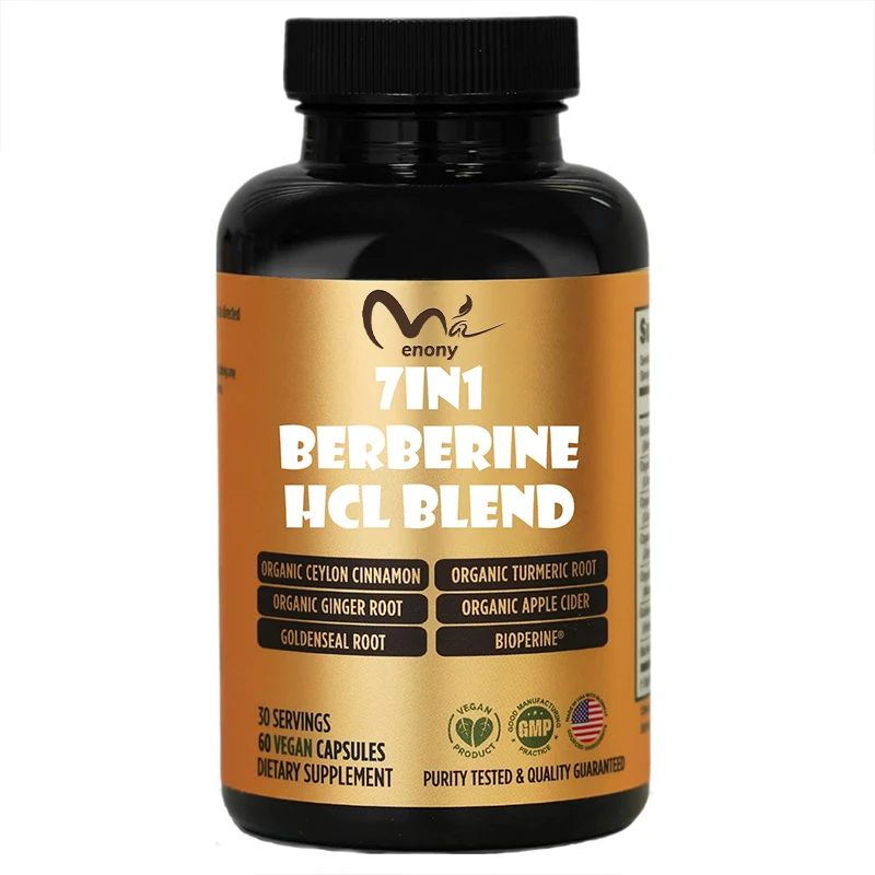 Berberine, hydrochloric acid, organic Ceylon cinnamon, organic turmeric, ginger,apple cider vinegar,golden seal root,60 capsules