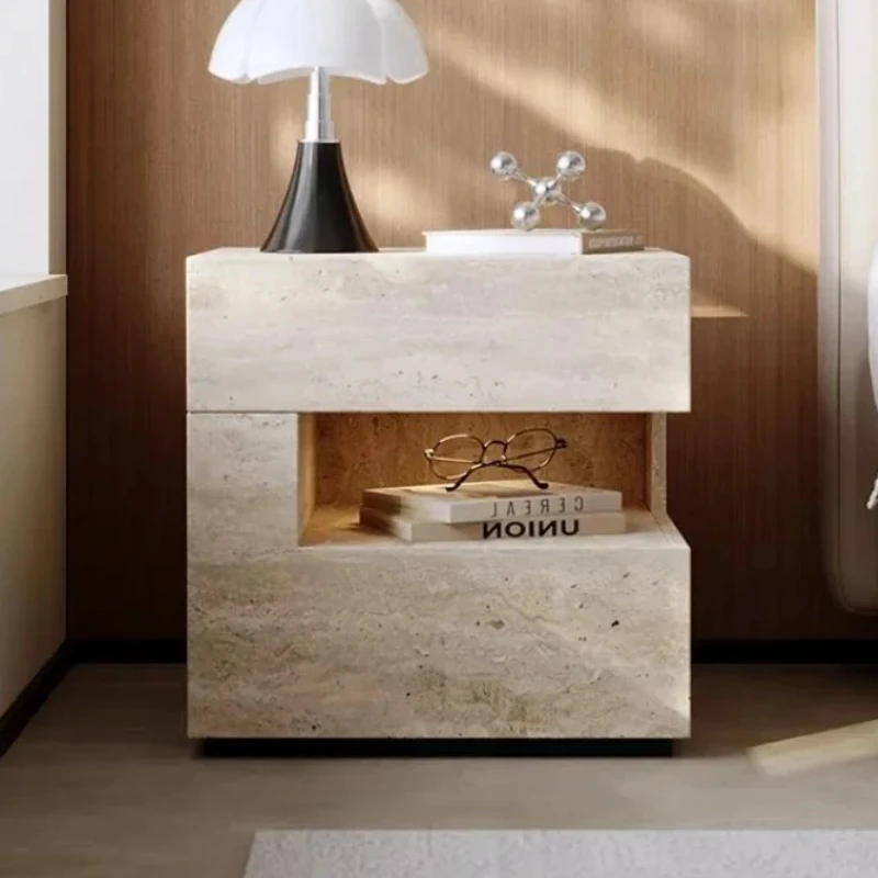 Lit Nightstand Travertine Style Modern Suspended Intelligent Bedside Table With Lamp Bedroom Nightstands And Side Tables Coffee