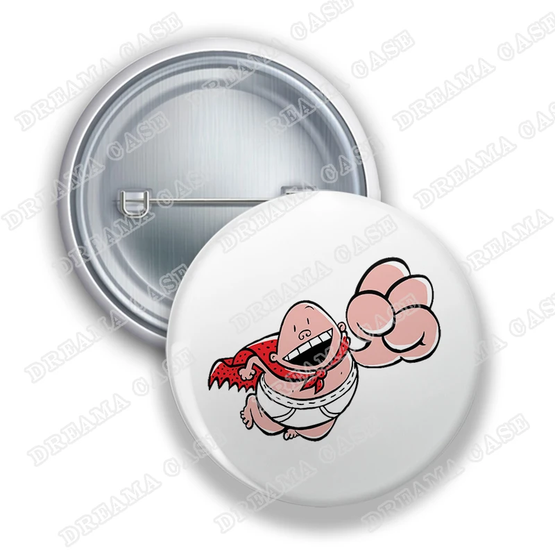 Cute Captain Underpants Round Badges for Accessories Dog Man Profesor George Button Brooch Pins Fans Friends Birthday Gifts