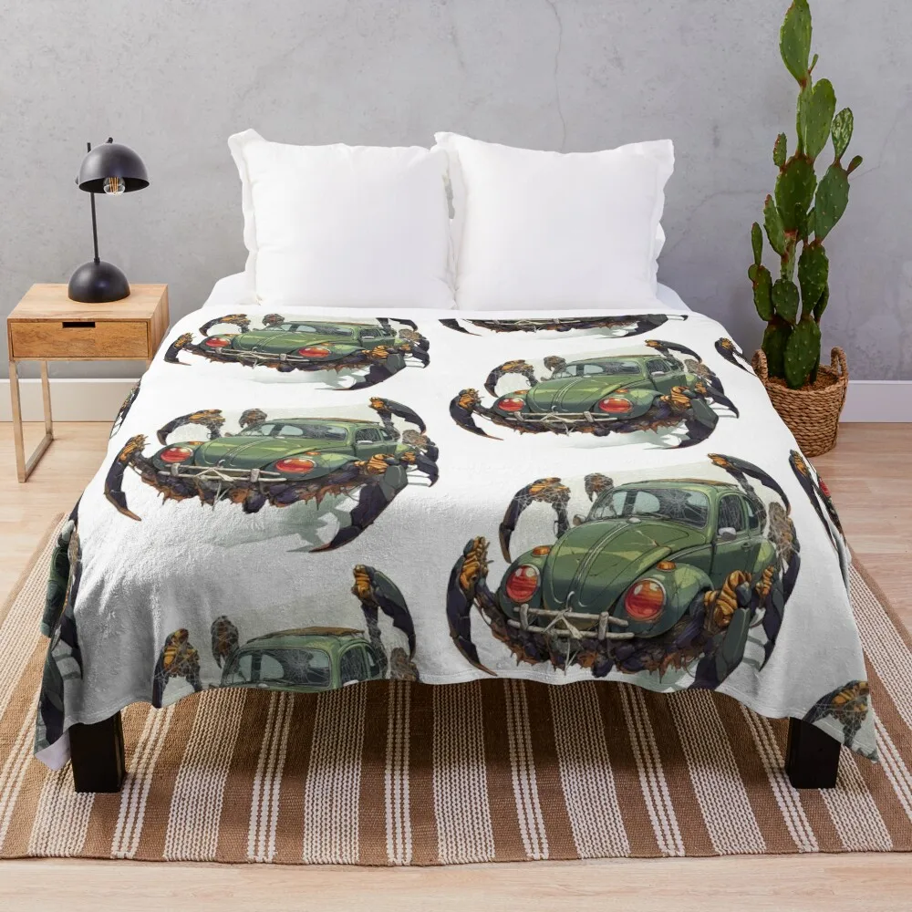 

Old Scary Beetle Car Throw Blanket Retros Polar Soft Plush Plaid Furrys Blankets