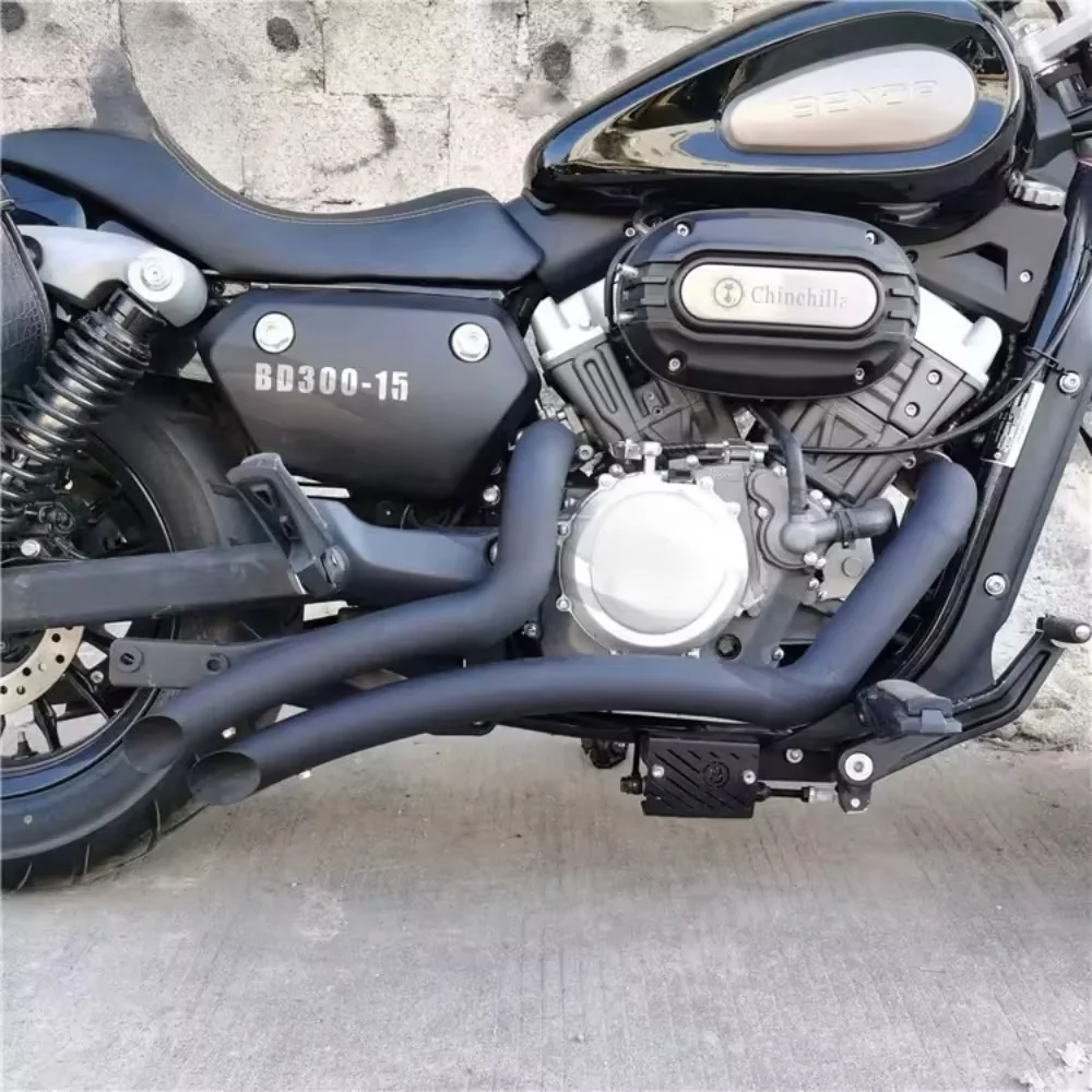 

For Benda Chinchilla 300 BD300 modified Harley retro style exhaust with sil e ncer plug