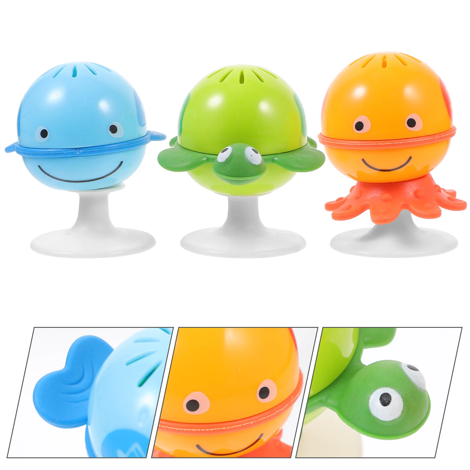 3 Pcs The Bell Baby Feeding Helper with Suction Cups Ocean Series Plaything