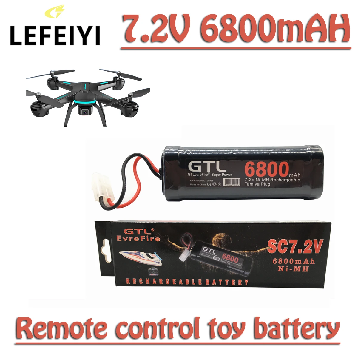 For SC  Pack Suitable for Airplanes, Helicopters, Yachts and Tanks All Kinds of Remote Control  7.2 V 6800mAh NI-MH Batt