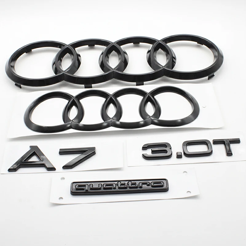 

285mm 202mm ABS Car Front Badge Hood Bonnet Grill Rear Trunk Emblem Sticker A7 mark S line Emblem Accessories Audi A7 2012-2018