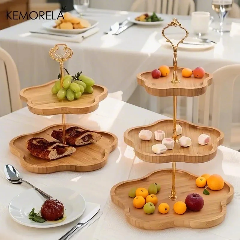 KEMORELA Wooden Cake Tray 2/3rd Floor Dessert Tray Stand Dining Room Dessert Cookie Candy Buffet Stand Holiday Party Decorations