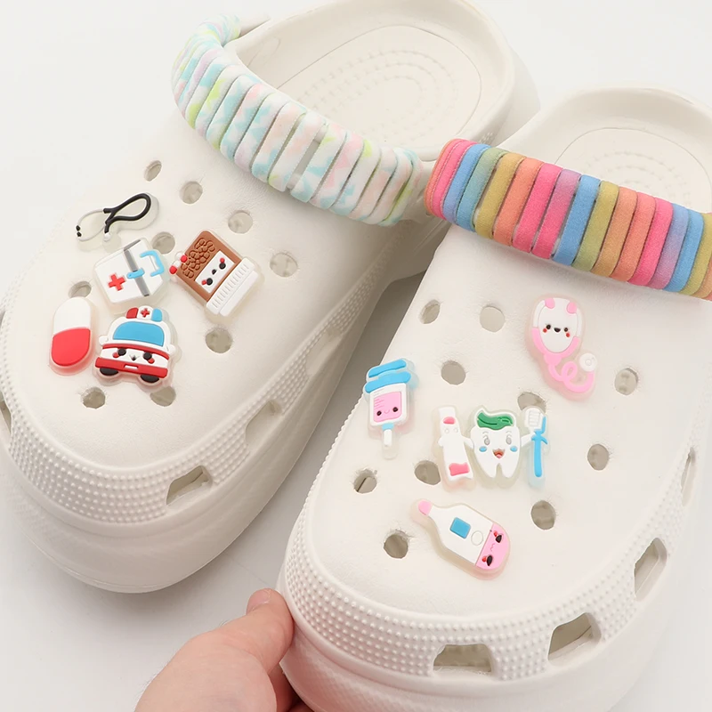 1Pcs New Pin for Cute Stethoscope Syringe Pill Medical Shoes Luminous Nurse Shoe Decoration Shoe Charms Charms Clog Women Man - view 2