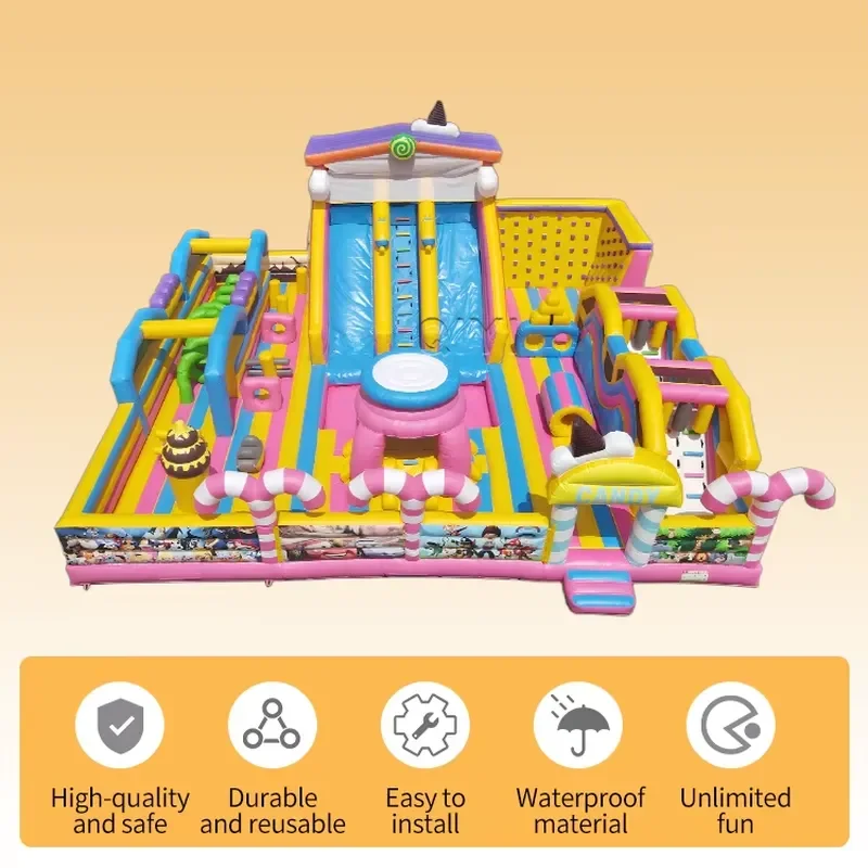 Commercial Large Scale Inflatable Parks with Themed Obstacle Courses and Water Slides for Amusement Parks and Family