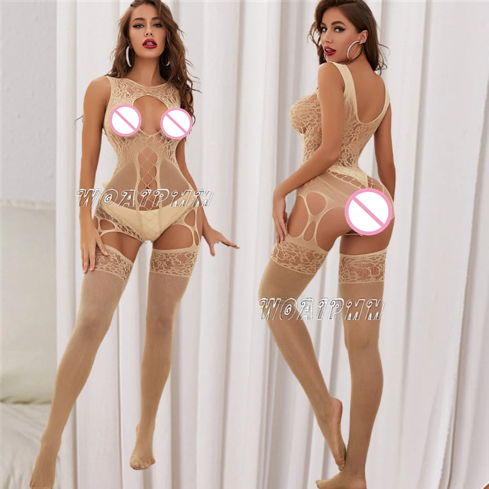 18 Styles Women One-Piece Fishing Net Full Body Stockings Costume Ladies Erotic Mesh Hollow See Through Tight Lingerie Jumpsuit