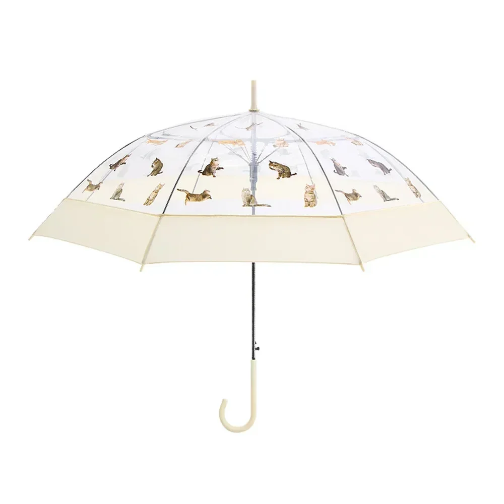 Parapluie Pliable Transparent à Trois Volets pour Femme et Enfant, Parasol Simple, Dessin Animé