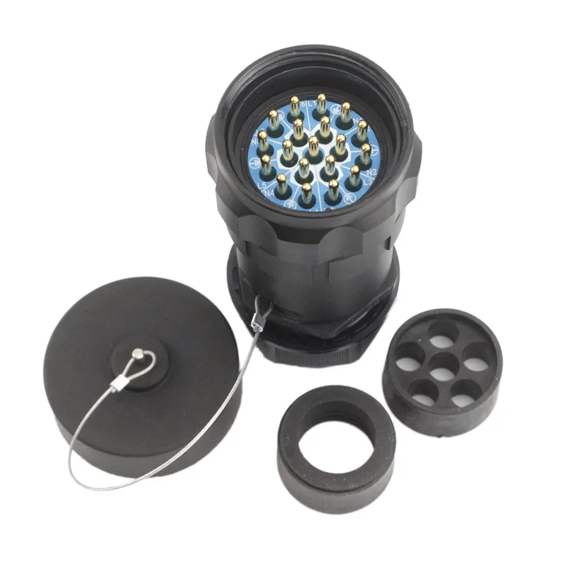 20A Rated Current Gold-Plated Contact Multi-Pin Industrial Connector Suitable for Power Distribution Cabinets.