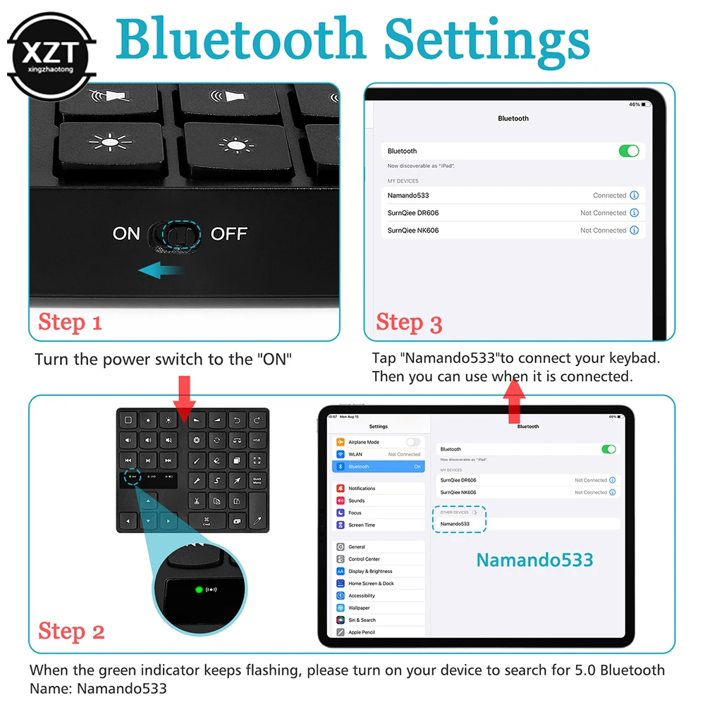 Clavier numérique sans fil compatible Bluetooth 5.0, peinture, dessin, menu rapide, direction haut et bas, 35 touches