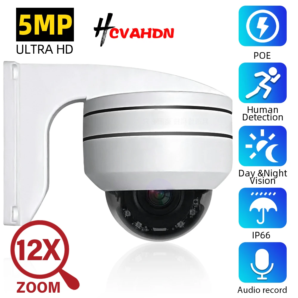 

8MP 4K POE PTZ Dome Security Camera Outdoor Waterproof 12X 10X Zoom H.265 Audio Record CCTV Video Surveillance Camera System 5MP