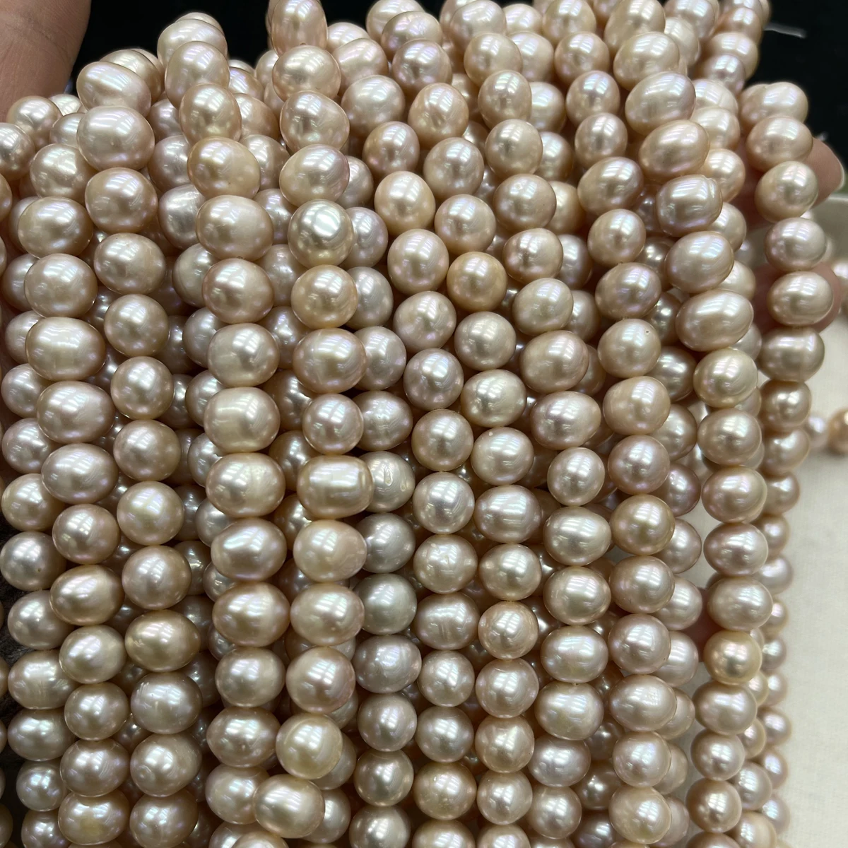 Natürliche Süßwasserperle, lila-rosa Perle, 8–9 mm, für die Schmuckherstellung, DIY-Ohrringe, Halskette, Armband, Zubehör – Detail 5