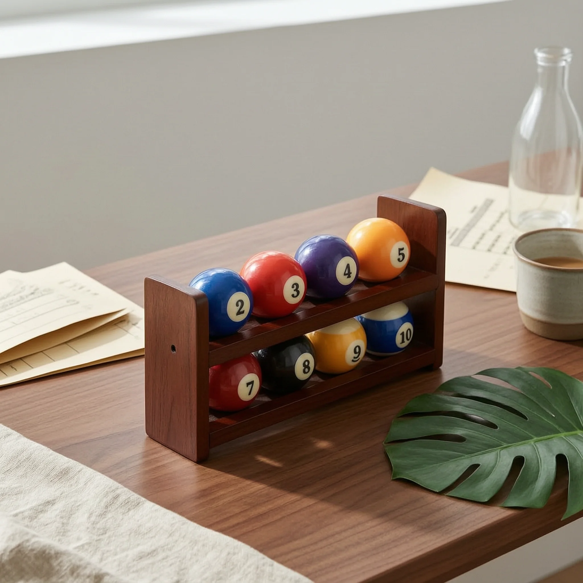 Pool Cue Rack with Accessory Storage Sturdy Pool Cue Rack Easy to Install Elegant for Game Room, Home Bar