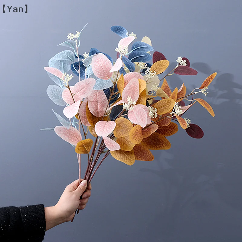 造花ユーカリの葉の枝偽の植物の装飾結婚式のホームフラワーアレンジメントユーカリの装飾
