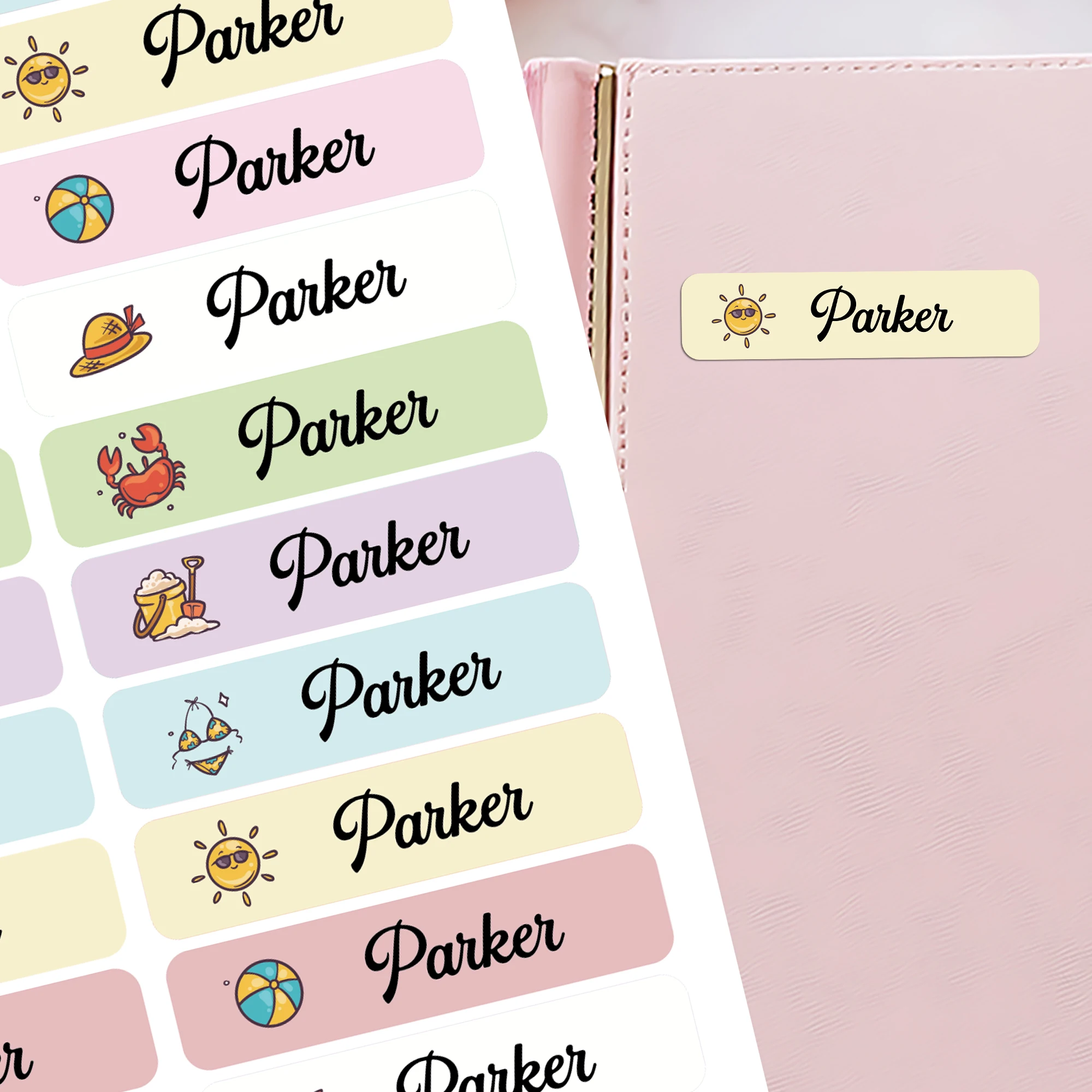 42/126/168pcs food Customizable Bottom Stickers Textbook Tag Name Label Textbook Stickers School Supplies