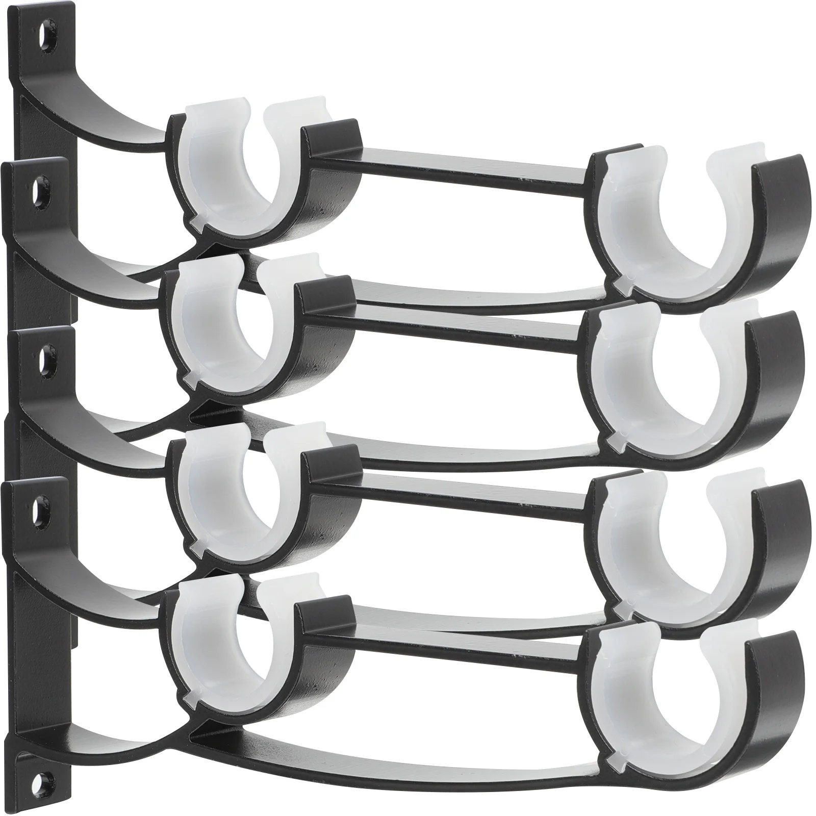 

4Pcs Double Curtain Rod Brackets Aluminum Alloy Heavy Duty Metal Curtain Rod Holders Wall Mounted Hooks