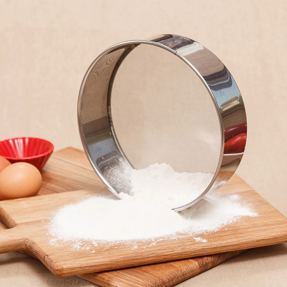 

2pcs Stainless Steel Flour Sifter 60+40 Mesh Fine Powder Sieve For Baking Kitchen Gadgets Rustproof Lightweight Mesh