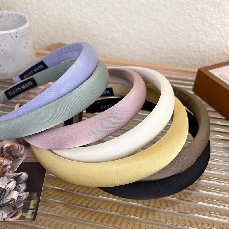 UXSL Spring New Soft Solid Color Silk Sponge Headbands Satin Hair Band Wash Face Hair Hoop Womans Girls Fashion Hair Accessories