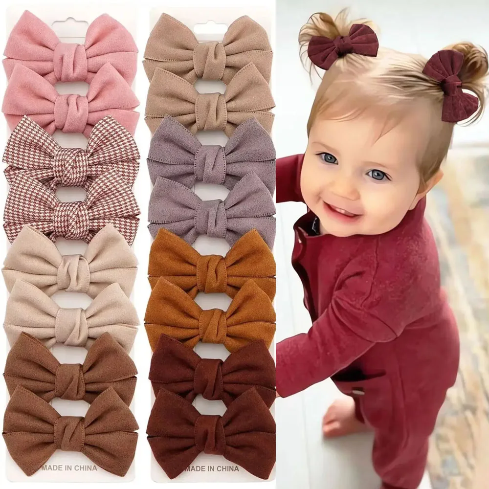 Ins 8pc Boutique Pu Leather Bows Hair Clips Baby Girls Hairbow Clips Hairpins Kids Barrettes Children Party Hair Accessories