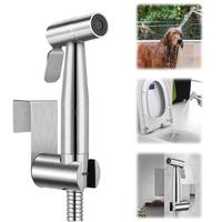 Hand Shower Holder Wear Resist Portable Toilet Sprayer Gun Self Cleaning Bidet Sprayer Set Toilet Stainless Steel Spray Gun Set