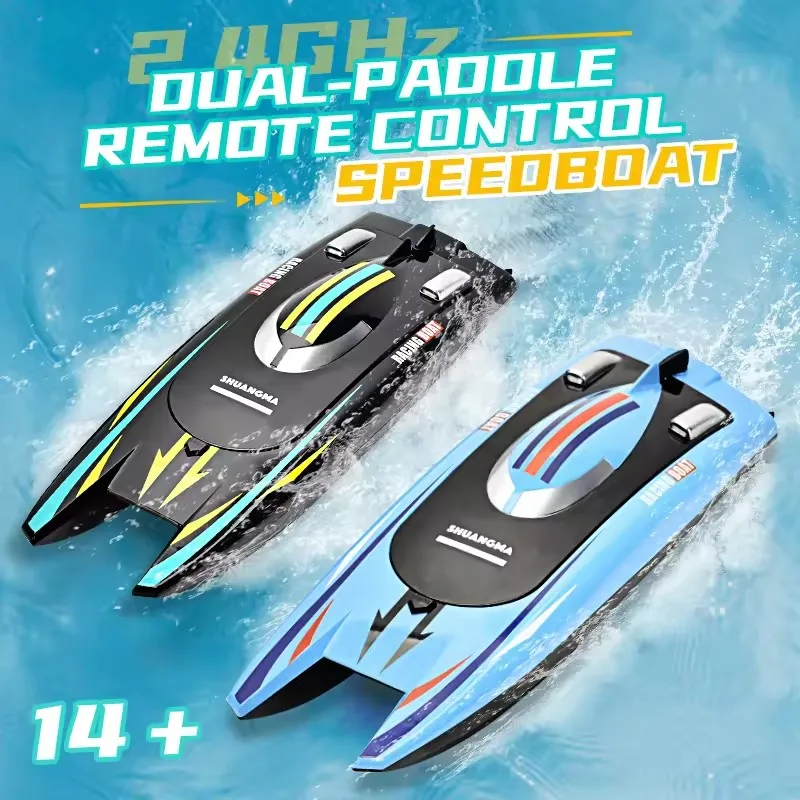 2.4Ghz Radiobesturing Speedboot 15Km/U Hoge Snelheid Raceboot Dubbele Peddels Elektrische Afstandsbediening Boot Speelgoed Voor Kinderen