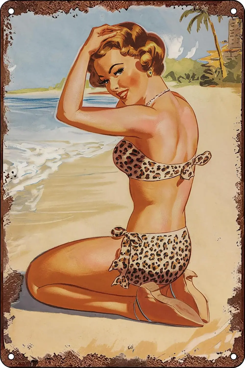 BLBGYI Sexy Pin-Up Girl Vintage-Style Poster Hot Woman Retro Metal Tin Sign Wall Art Plaque for Bar Club Man Cave Garage Bathroo