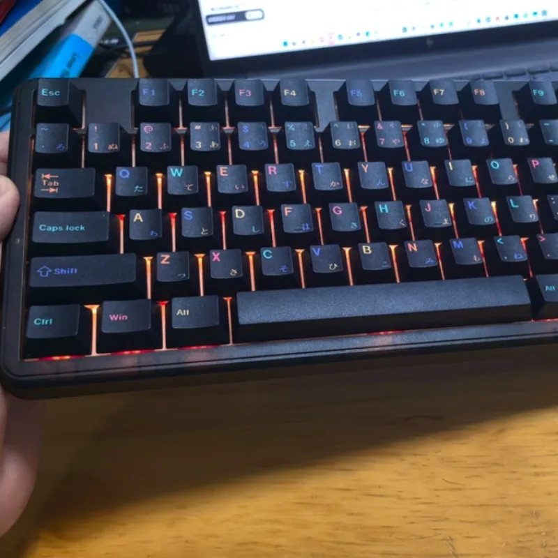 Black PBT Dye Sub Non-transparent Cherry Profile Keycaps Custom Multilingual Korean Russian for MAD60 HI75 Mechanical Keyboard
