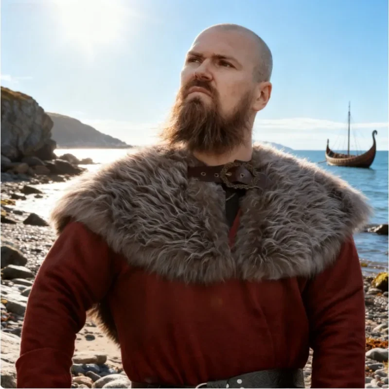 Kostuums en rekwisieten Viking bontmantel - Noorse wildernismantel met kunstbont voor historische re-enactments