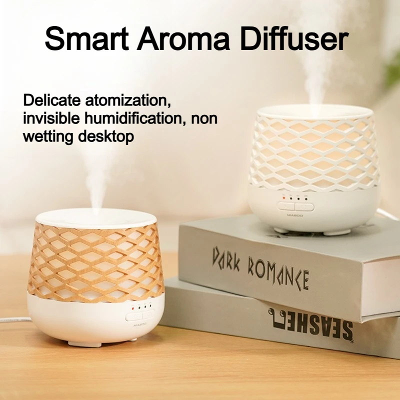 

Высокопроизводительный интеллектуальный аромадиффузор с бесшумным дизайном под дерево и атмосферной подсветкой для спальни, мини-увлажнитель воздуха с функцией очистки