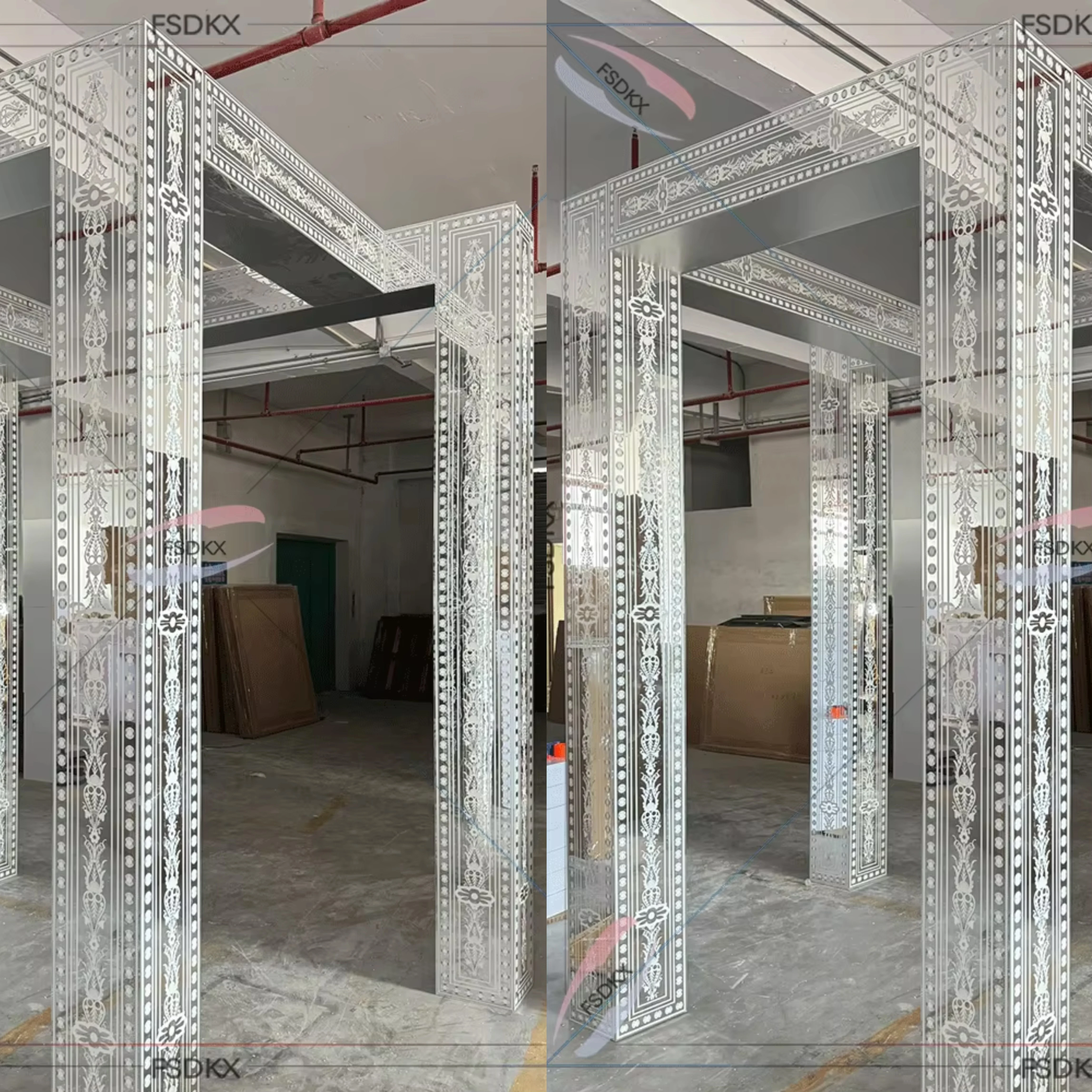 Exquisito espejo alto acrílico telón de fondo soporte mandap dosel chuppah claro lucite arco chuppah alquiler