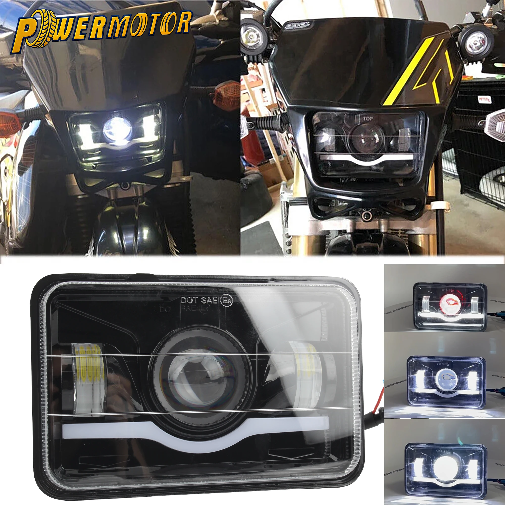 Farol de led para motocicleta, 4 "x 6", h4656, feixe alto e baixo, drl, para suzuki drz400s drz400sm drz250 drz400 drz400e drz400e dr200s dr650s se