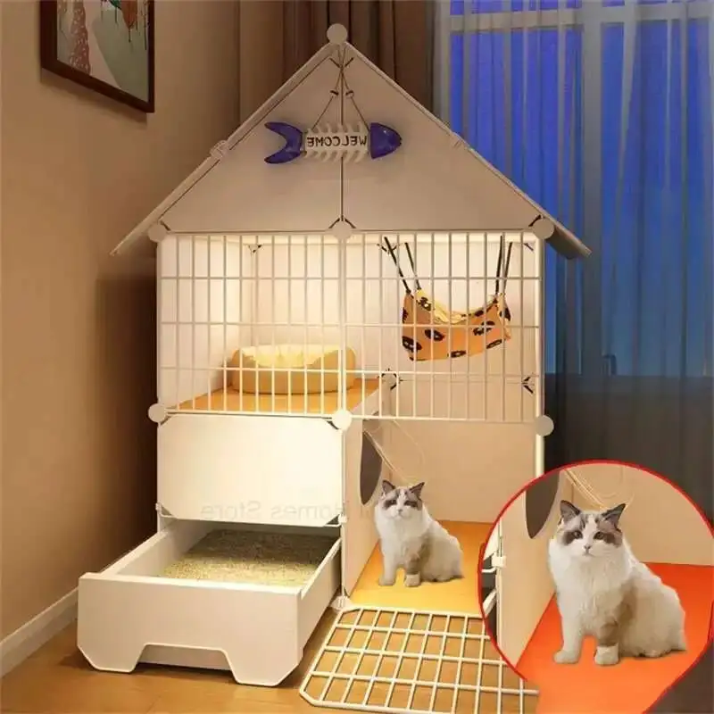 Large with Basin Cat Cat House Cage Cat Litter Anti-jailbreak Toilet Super Home Space Multi-storey Indoor Cat Villa Pet Supplies