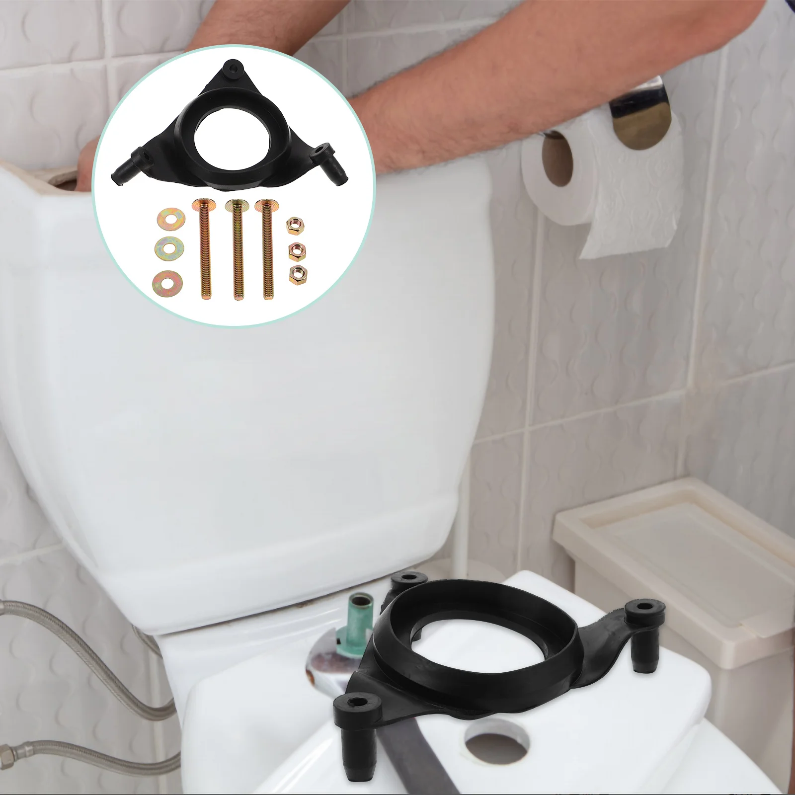 

1Set Toilet Tank Repair Kit Universal Triangle Gasket Heavy Duty Bolts Tank to Bowl Coupling Toilet Installation Hardware
